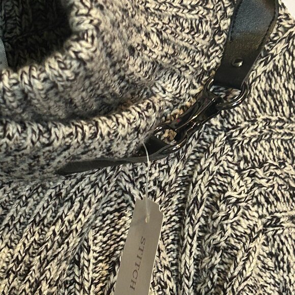 Stitch Fix Exclusive RD Style sleeved drape sweater with leather neck strap, new - Picture 3 of 5